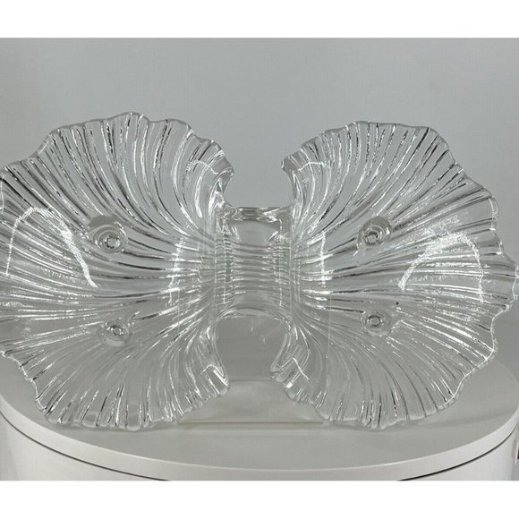Clam Seashell Mikasa Walther Double Sided Footed Dish Crystal - Picture 1 of 7